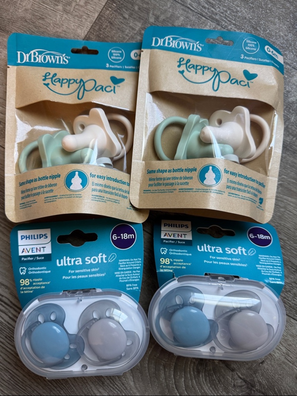 Dr. Brown's HappyPac and Philips AVENT Pacifier Set - Blue & Cream